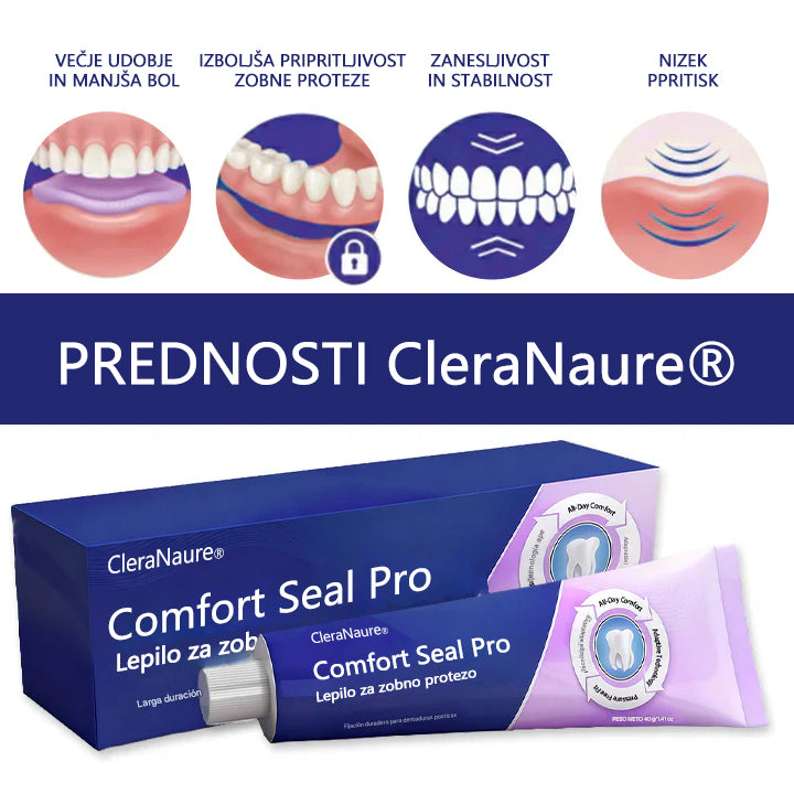 🔥 OMEJENA PONUDBA 🔥 CleraNaure® Comfort Seal Pro Lepidlo na Zubní Protézu 🦷💜 Z FDA certifikatom